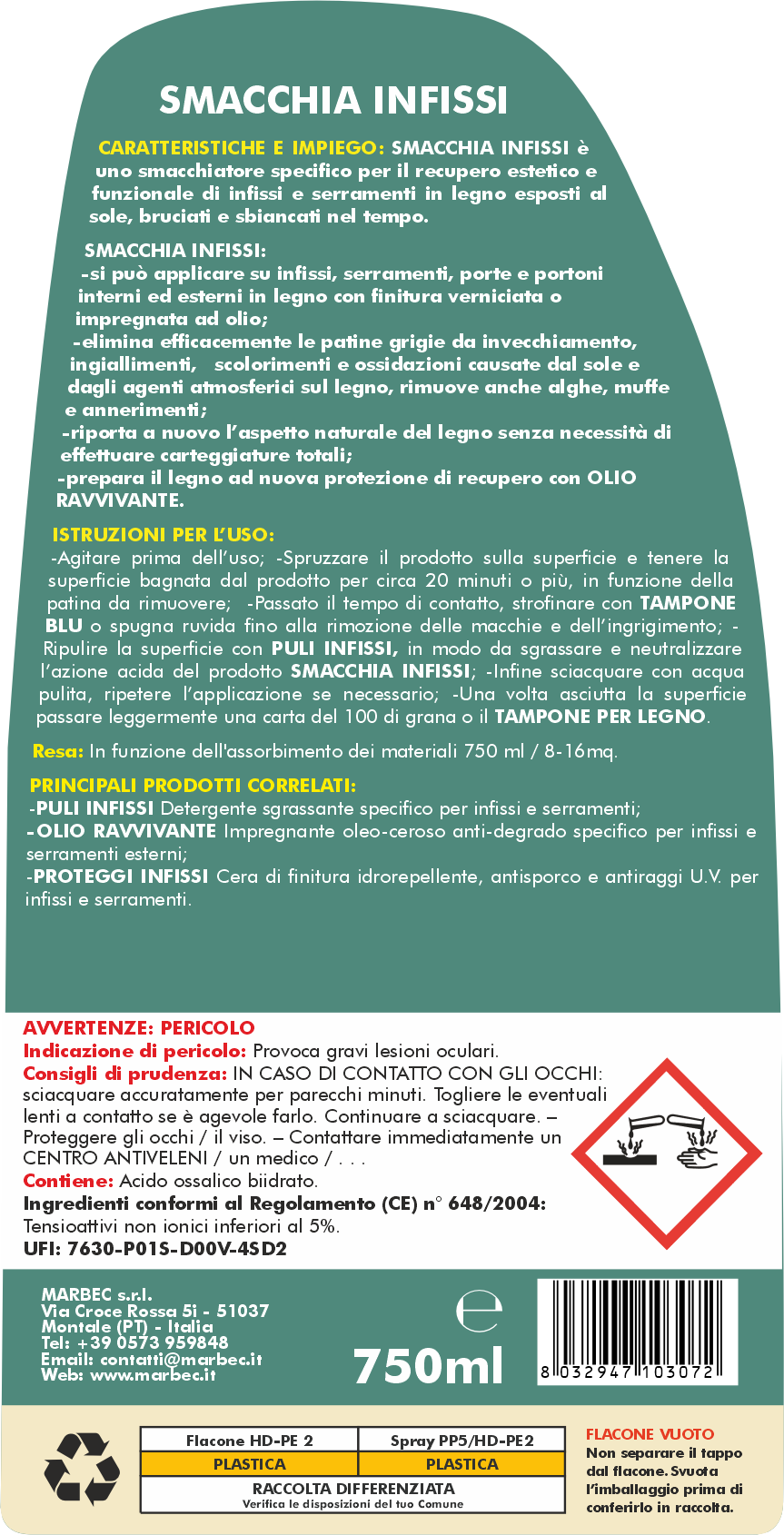 Smacchia Infissi 750ML