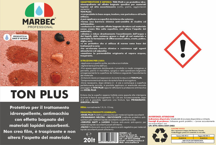 Protettivo effetto bagnato per pietre e cotto TON PLUS   20LT
