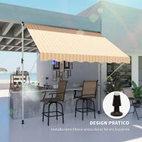 Tenda da Sole a Bracci 3x1.5m con Manovella e Struttura Telescopica, Arancione e Bianco