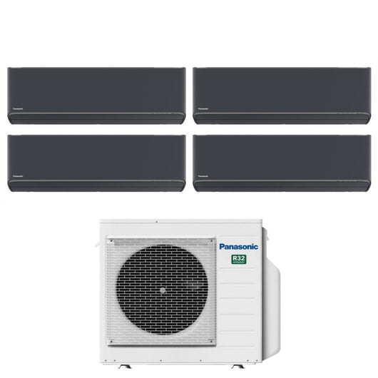 Climatizzatore Condizionatore Panasonic Quadri Split Inverter Serie Etherea Dark 7+7+9+9 con CU-4Z68TBE R-32 Wi-Fi Integrato Colore Grigio Grafite 7000+7000+9000+9000