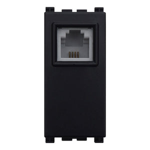 Connettore Telefonica Presa RJ11 Colore Nero Compatibile Con Vimar Arkè