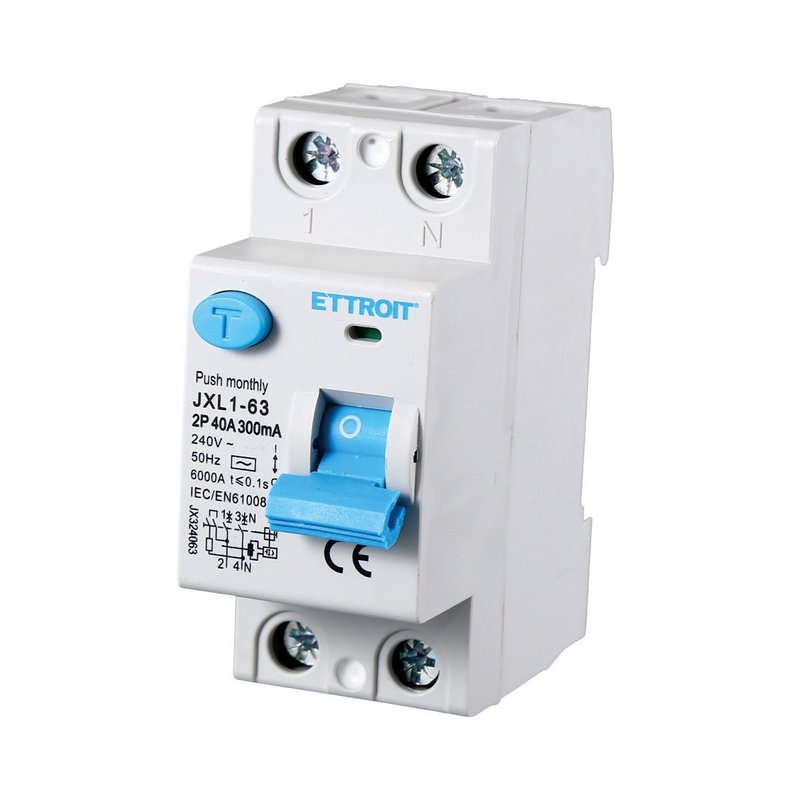 ETTROIT Interruttore Differenziale Puro 2P 40A 6kA 300mA 220V Salvavita Differenziale Occupa 2 Moduli DIN