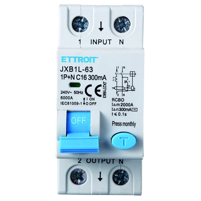 Interruttore Magnetotermico Differenziale 1P+N 16A 6KA 300mA 220V Occupa 2 Moduli DIN