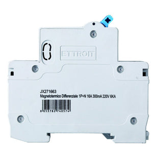 Interruttore Magnetotermico Differenziale 1P+N 16A 6KA 300mA 220V Occupa 2 Moduli DIN