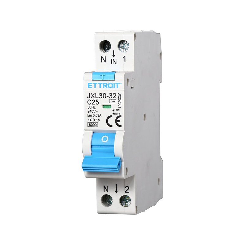 ETTROIT Interruttore Magnetotermico Differenziale 1P+N 25A 6KA 30mA 220V Occupa 1 Modulo DIN