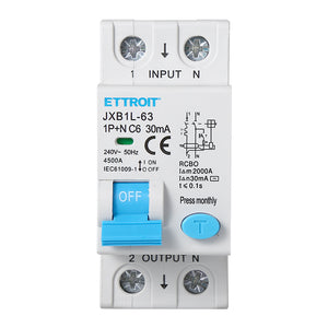 Interruttore Magnetotermico Differenziale 1P+N 6A 4.5kA 30mA 220V Occupa 2 Moduli DIN