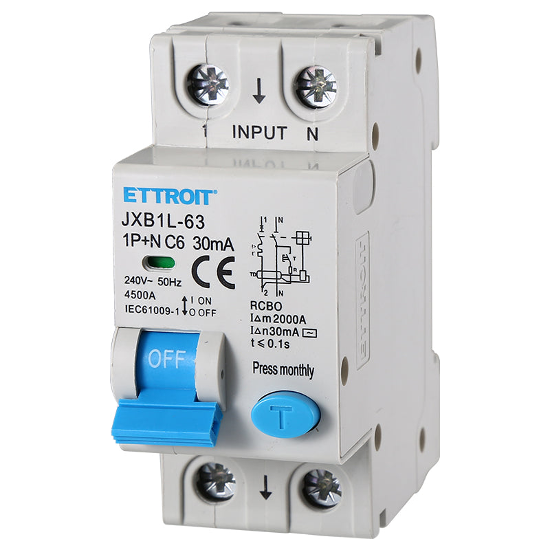 Interruttore Magnetotermico Differenziale 1P+N 6A 4.5kA 30mA 220V Occupa 2 Moduli DIN