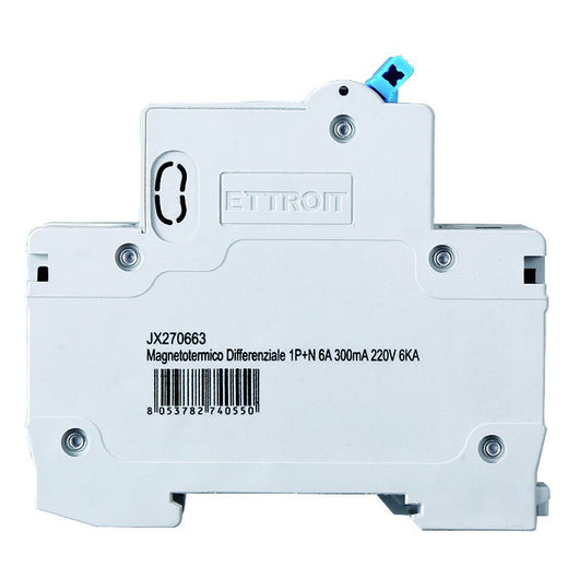 Interruttore Magnetotermico Differenziale 1P+N 6A 6KA 300mA 220V Occupa 2 Moduli DIN