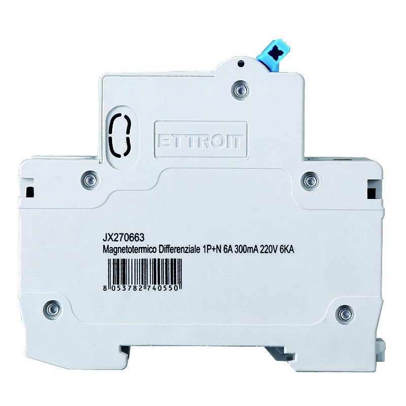 Interruttore Magnetotermico Differenziale 1P+N 6A 6KA 300mA 220V Occupa 2 Moduli DIN
