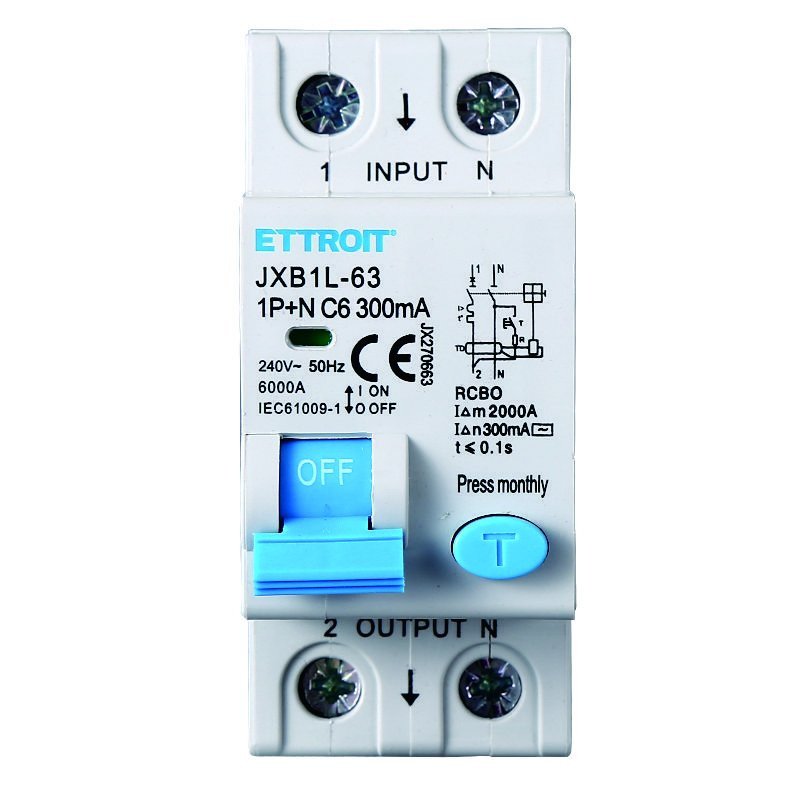 Interruttore Magnetotermico Differenziale 1P+N 6A 6KA 300mA 220V Occupa 2 Moduli DIN