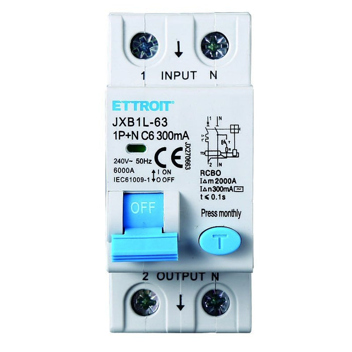 Interruttore Magnetotermico Differenziale 1P+N 6A 6KA 300mA 220V Occupa 2 Moduli DIN