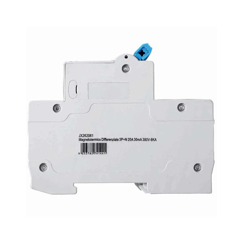 Interruttore Magnetotermico Differenziale 3P+N 20A 6KA 30mA 380V Occupa 4 Moduli DIN