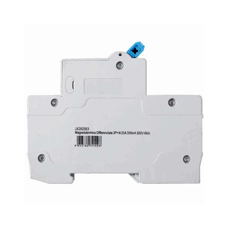 Interruttore Magnetotermico Differenziale 3P+N 25A 6KA 300mA 380V Occupa 4 Moduli DIN