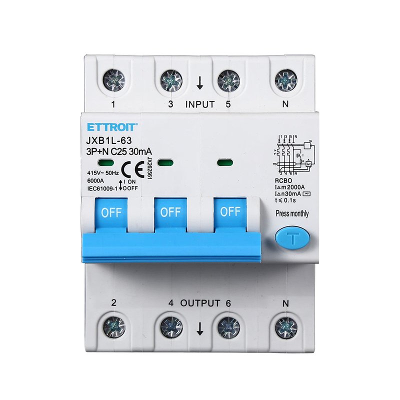 Interruttore Magnetotermico Differenziale 3P+N 25A 6KA 30mA 380V Occupa 4 Moduli DIN