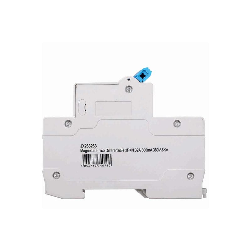 Interruttore Magnetotermico Differenziale 3P+N 32A 6KA 300mA 380V Occupa 4 Moduli DIN