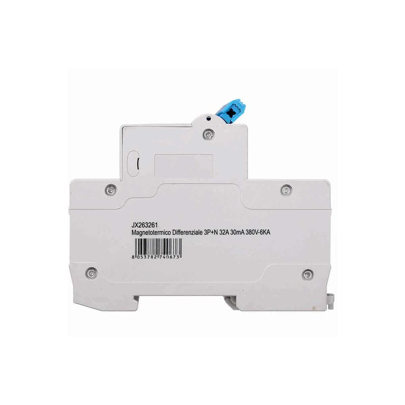 Interruttore Magnetotermico Differenziale 3P+N 32A 6KA 30mA 380V Occupa 4 Moduli DIN