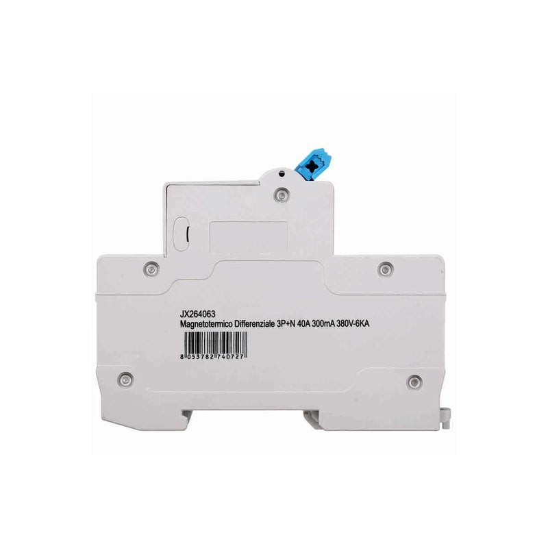 Interruttore Magnetotermico Differenziale 3P+N 40A 6KA 300mA 380V Occupa 4 Moduli DIN