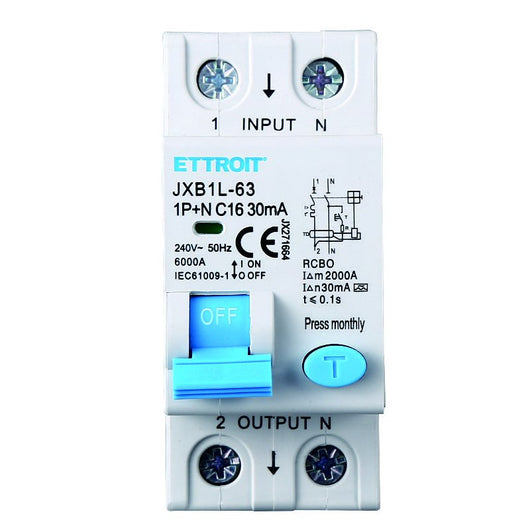 Interruttore Magnetotermico Differenziale Tipo A 1P+N 16A 6KA 30mA 220V Occupa 2 Moduli DIN