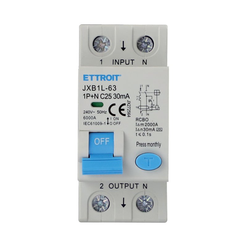 ETTROIT Interruttore Magnetotermico Differenziale Tipo A 1P+N 25A 6KA 30mA 220V Occupa 2 Moduli DIN