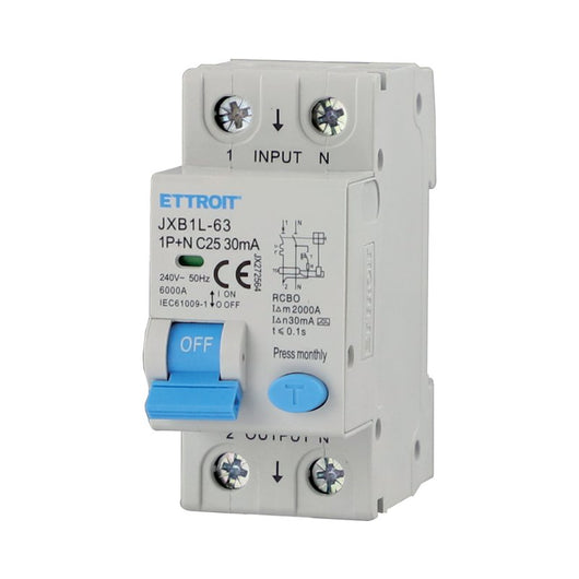 ETTROIT Interruttore Magnetotermico Differenziale Tipo A 1P+N 25A 6KA 30mA 220V Occupa 2 Moduli DIN
