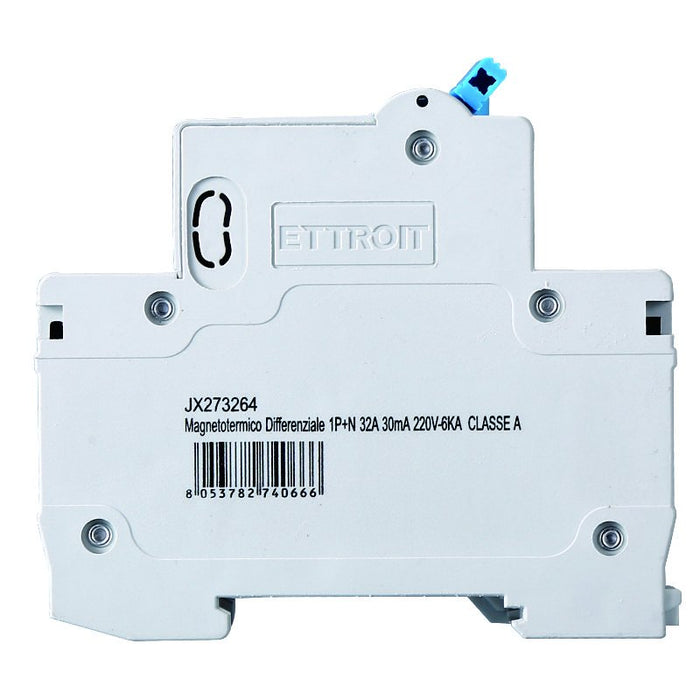 Interruttore Magnetotermico Differenziale Tipo A 1P+N 32A 6KA 30mA 220V Occupa 2 Moduli DIN