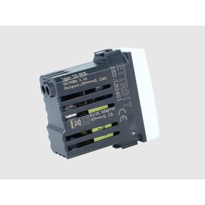 Modulo Presa Caricatore USB 5V 2,1A Colore BIANCO Compatibile Con Bticino Living Light