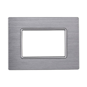 ETTROIT Placca In Alluminio Serie Solar 3P Colore Silver Lucido Compatibile Con Bticino Matix