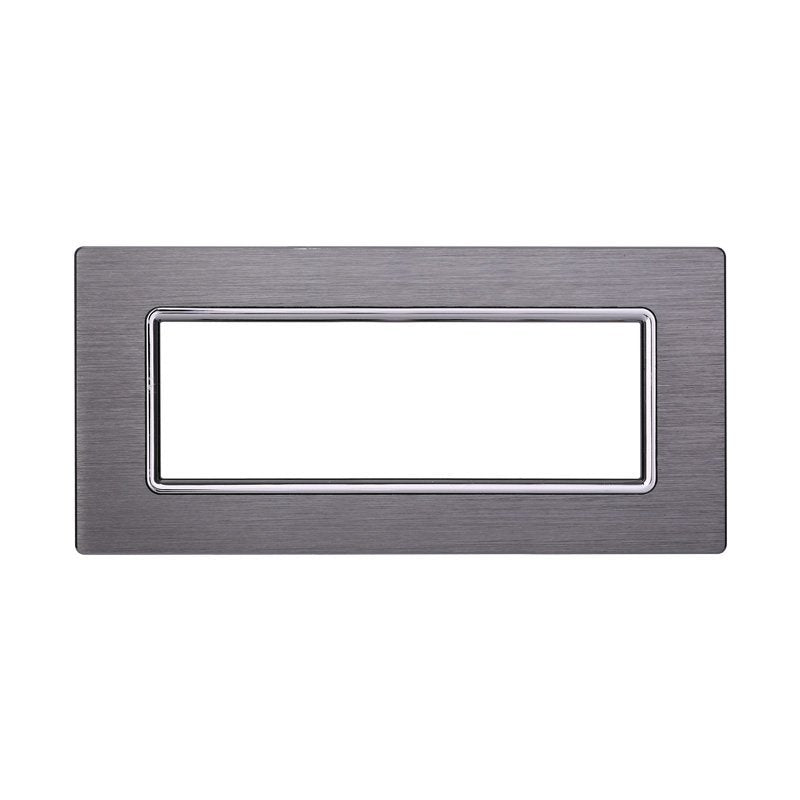 ETTROIT Placca In Alluminio Serie Space 7P Colore Silver Compatibile Con Bticino Living Light