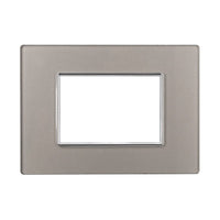 ETTROIT Placca In Vetro Serie Moon 3P Colore Silver Compatibile Con Bticino Axolute