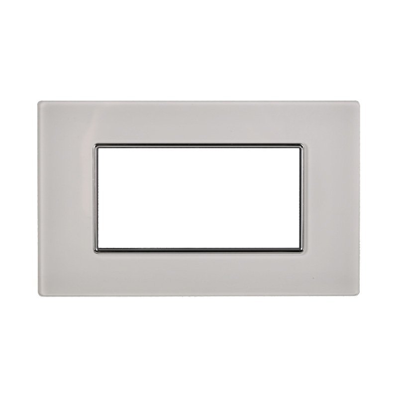 Placca In Vetro Serie Moon 4P Colore Bianco Compatibile Con Bticino Axolute
