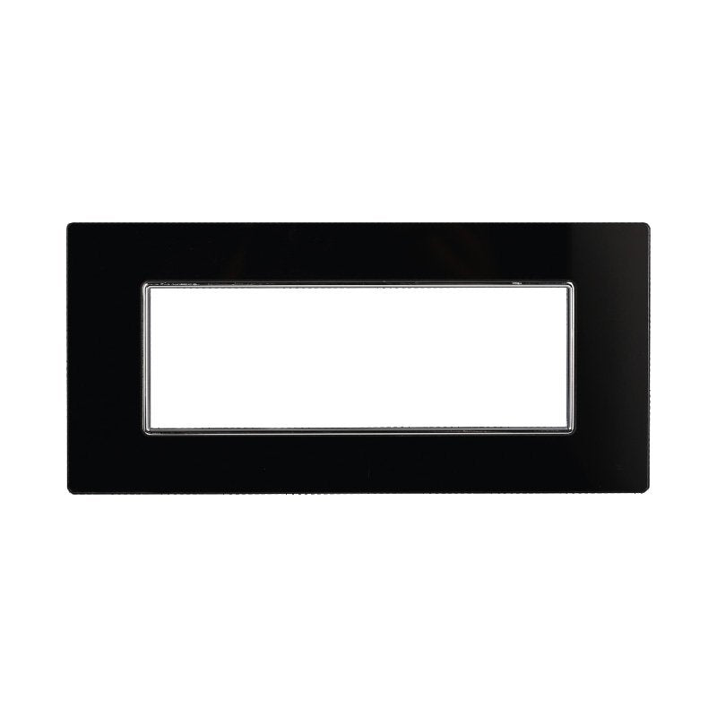 ETTROIT Placca In Vetro Serie Moon 6P Colore Nero Compatibile Con Bticino Axolute