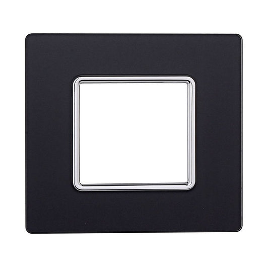 ETTROIT Placca In Vetro Serie Solar 2P Colore Acciaio Scuro Compatibile Con Bticino Matix