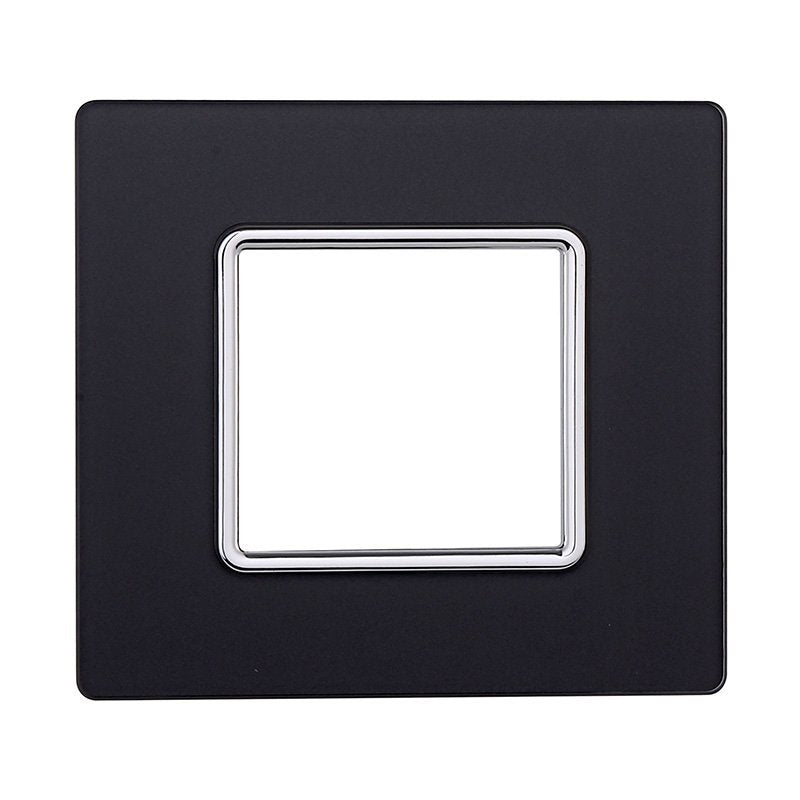ETTROIT Placca In Vetro Serie Solar 2P Colore Acciaio Scuro Compatibile Con Bticino Matix