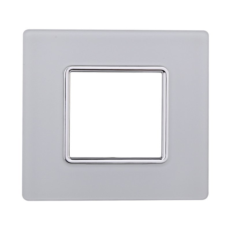ETTROIT Placca In Vetro Serie Solar 2P Colore Bianco Compatibile Con Bticino Matix