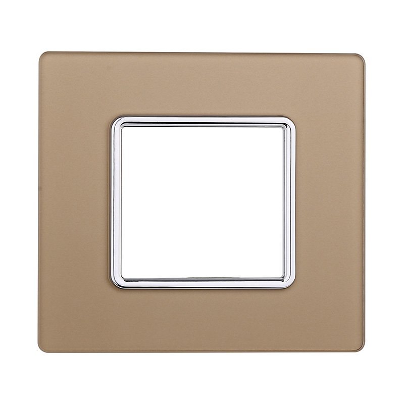 ETTROIT Placca In Vetro Serie Solar 2P Colore Oro Compatibile Con Bticino Matix