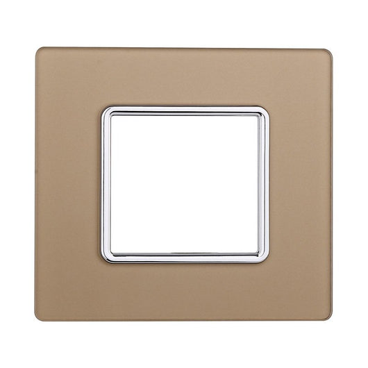 ETTROIT Placca In Vetro Serie Solar 2P Colore Oro Compatibile Con Bticino Matix