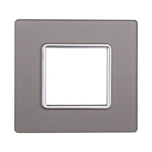 ETTROIT Placca In Vetro Serie Solar 2P Colore Silver Compatibile Con Bticino Matix