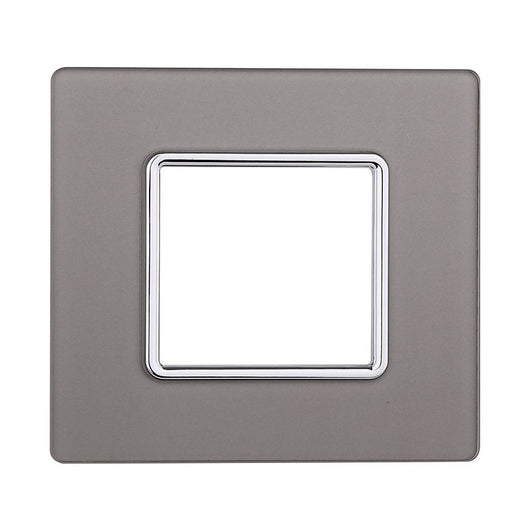 ETTROIT Placca In Vetro Serie Solar 2P Colore Silver Compatibile Con Bticino Matix