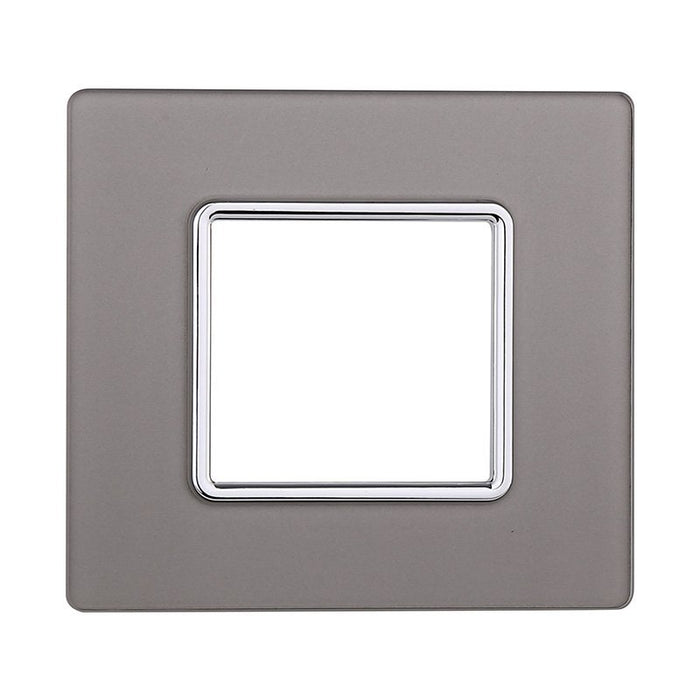 ETTROIT Placca In Vetro Serie Solar 2P Colore Silver Compatibile Con Bticino Matix