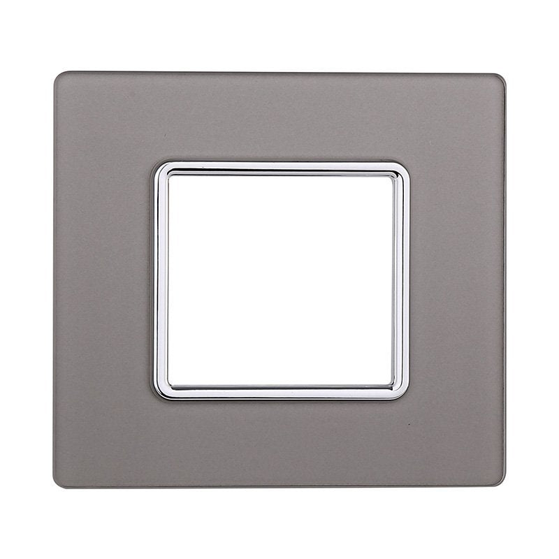 ETTROIT Placca In Vetro Serie Solar 2P Colore Silver Compatibile Con Bticino Matix