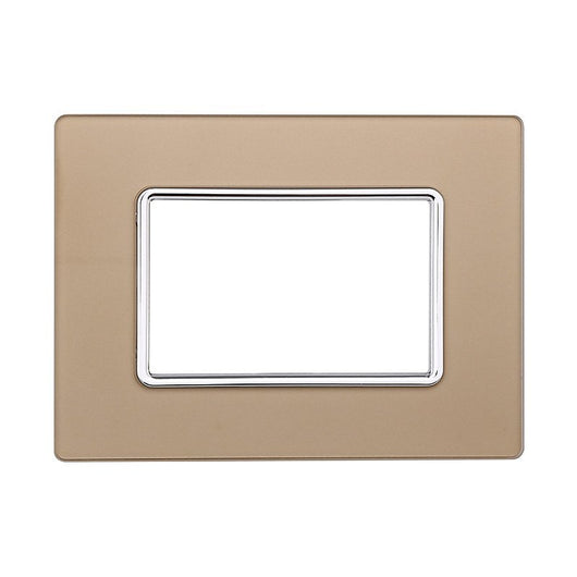 ETTROIT Placca In Vetro Serie Solar 3P Colore Oro Compatibile Con Bticino Matix