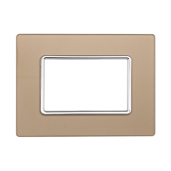 ETTROIT Placca In Vetro Serie Solar 3P Colore Oro Compatibile Con Bticino Matix
