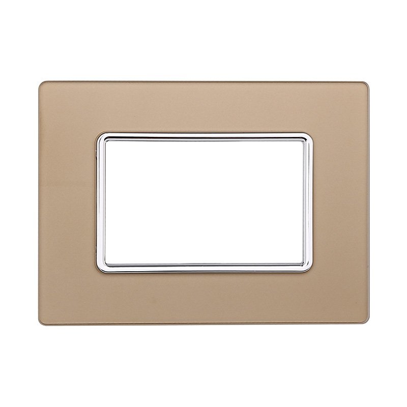 ETTROIT Placca In Vetro Serie Solar 3P Colore Oro Compatibile Con Bticino Matix