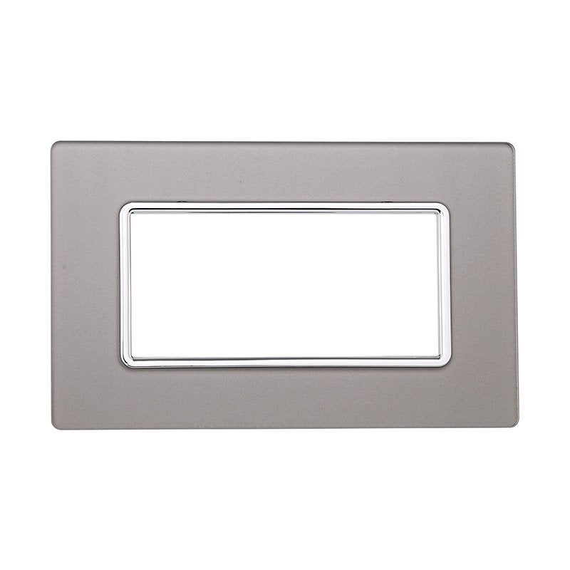 ETTROIT Placca In Vetro Serie Solar 4P Colore Silver Compatibile Con Bticino Matix