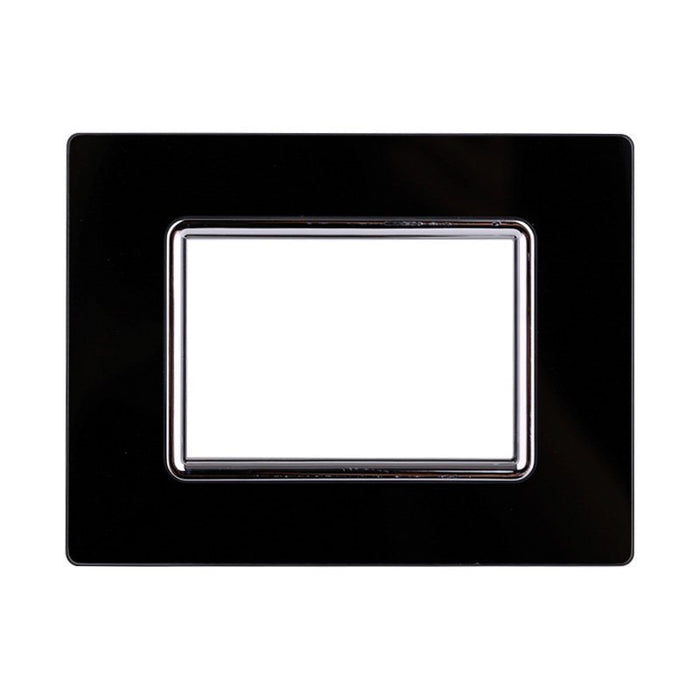 Placca In Vetro Serie Space 3P Colore Nero Compatibile Con Bticino Living Light