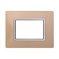 Placca In Vetro Serie Space 3P Colore Oro Compatibile Con Bticino Living Light