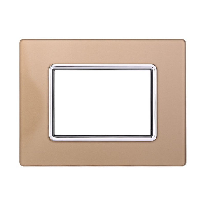 Placca In Vetro Serie Space 3P Colore Oro Compatibile Con Bticino Living Light