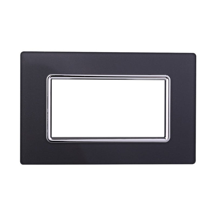 Placca In Vetro Serie Space 4P Colore Acciaio Scuro Compatibile Con Bticino Living Light