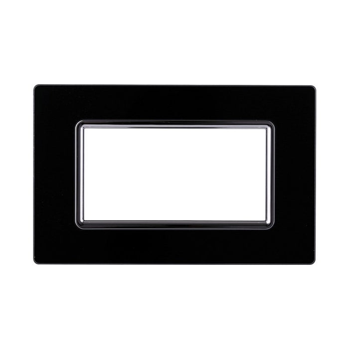 Placca In Vetro Serie Space 4P Colore Nero Compatibile Con Bticino Living Light