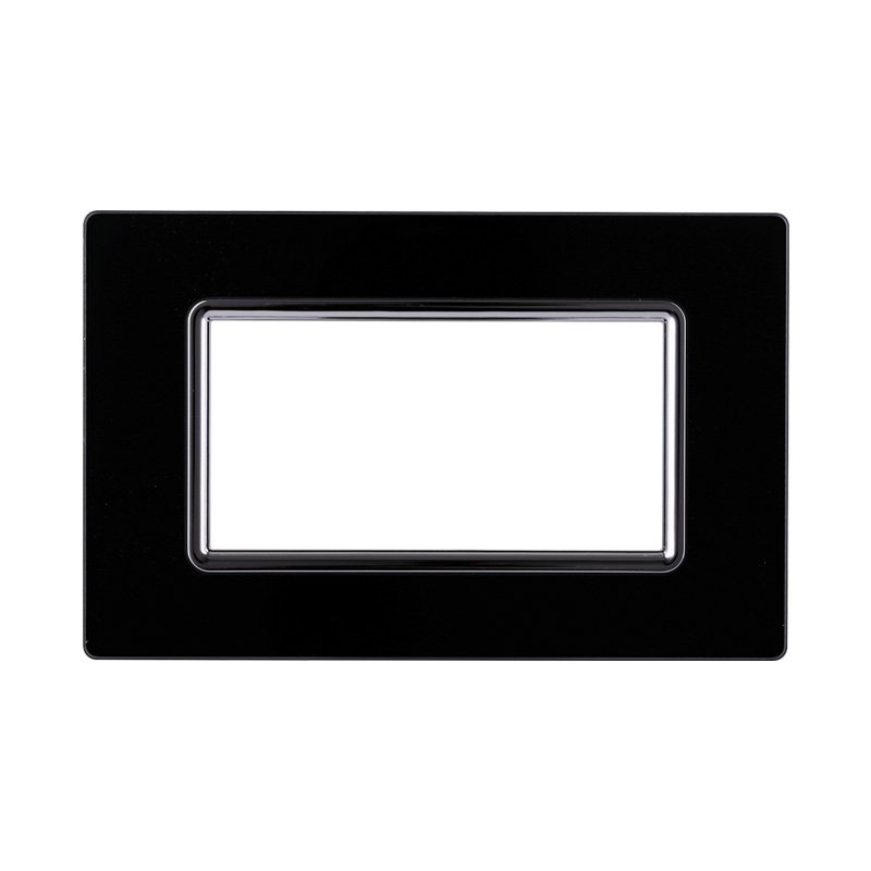 Placca In Vetro Serie Space 4P Colore Nero Compatibile Con Bticino Living Light